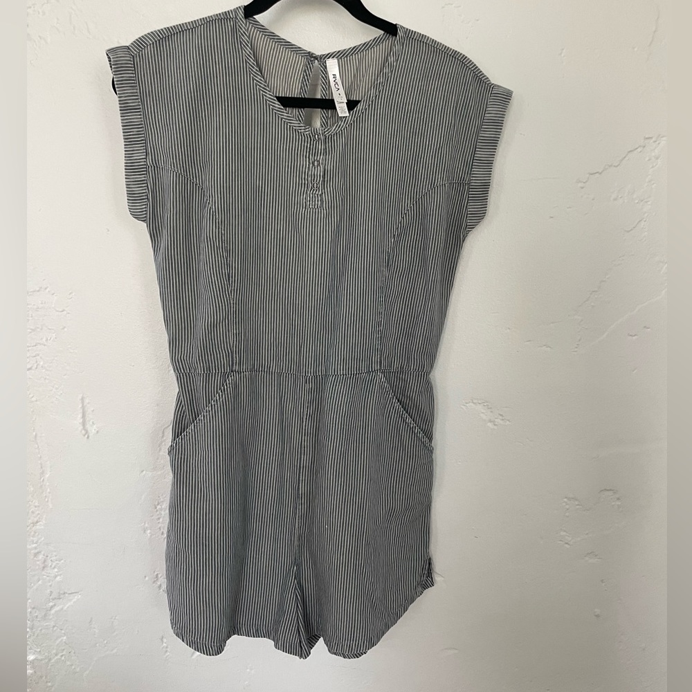 RVCA Women’s blue and white striped romper - Small